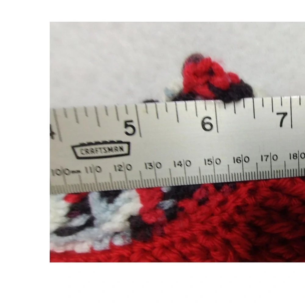 Handmade Knit‎ Sweater & Hat Set Red Multicolor Toddler Size 4T–5T Winter